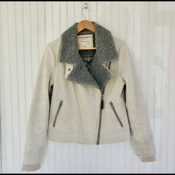 Anthropologie Cartonnier Sherpa Wool Blend Moto - Picture 2 of 10